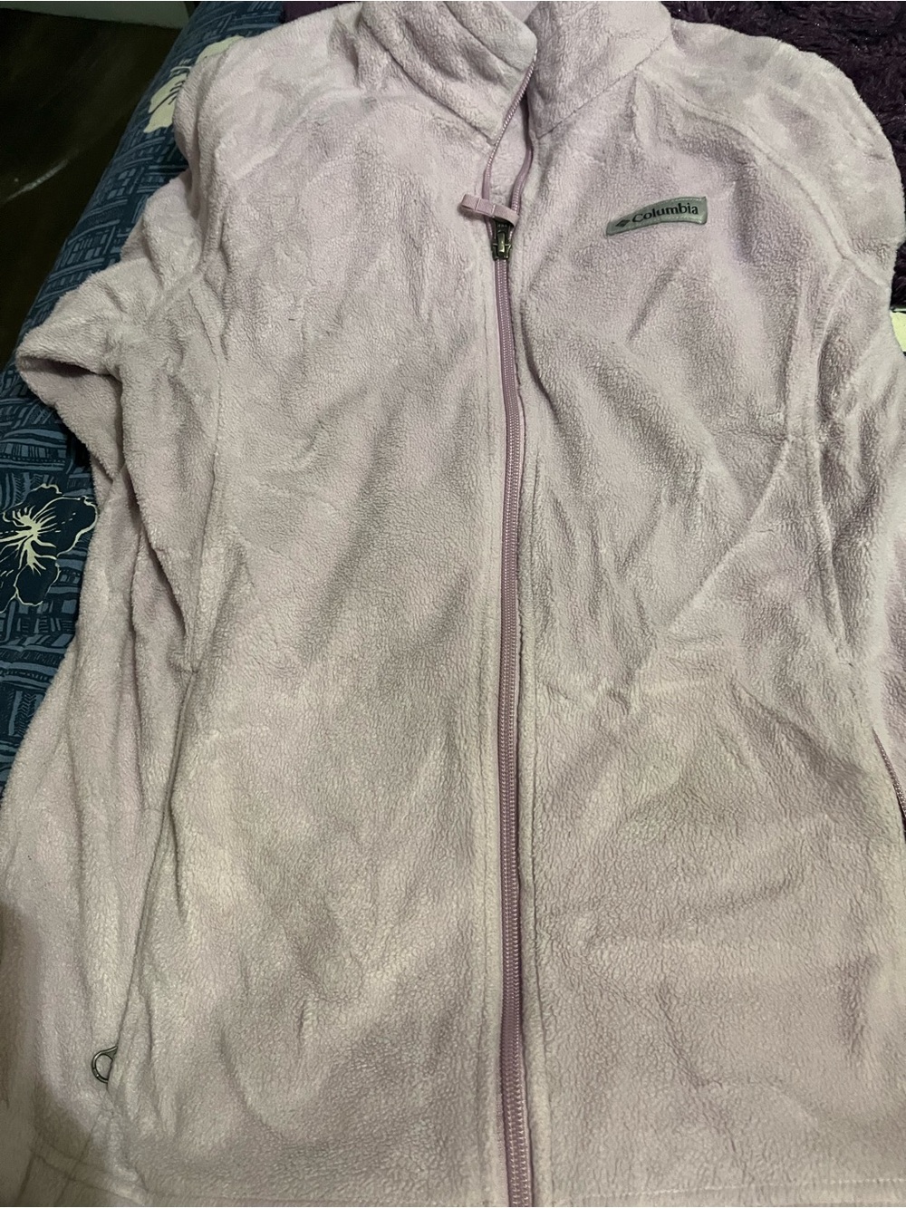 Columbia Light Pink Full-Zip Teddy Fleece Jacket